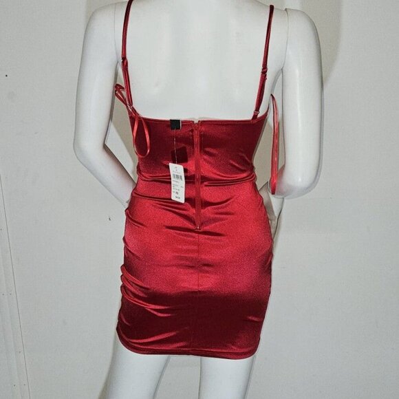 NWT Red Satin Windsor Sexy Mini Dress - Picture 3 of 3